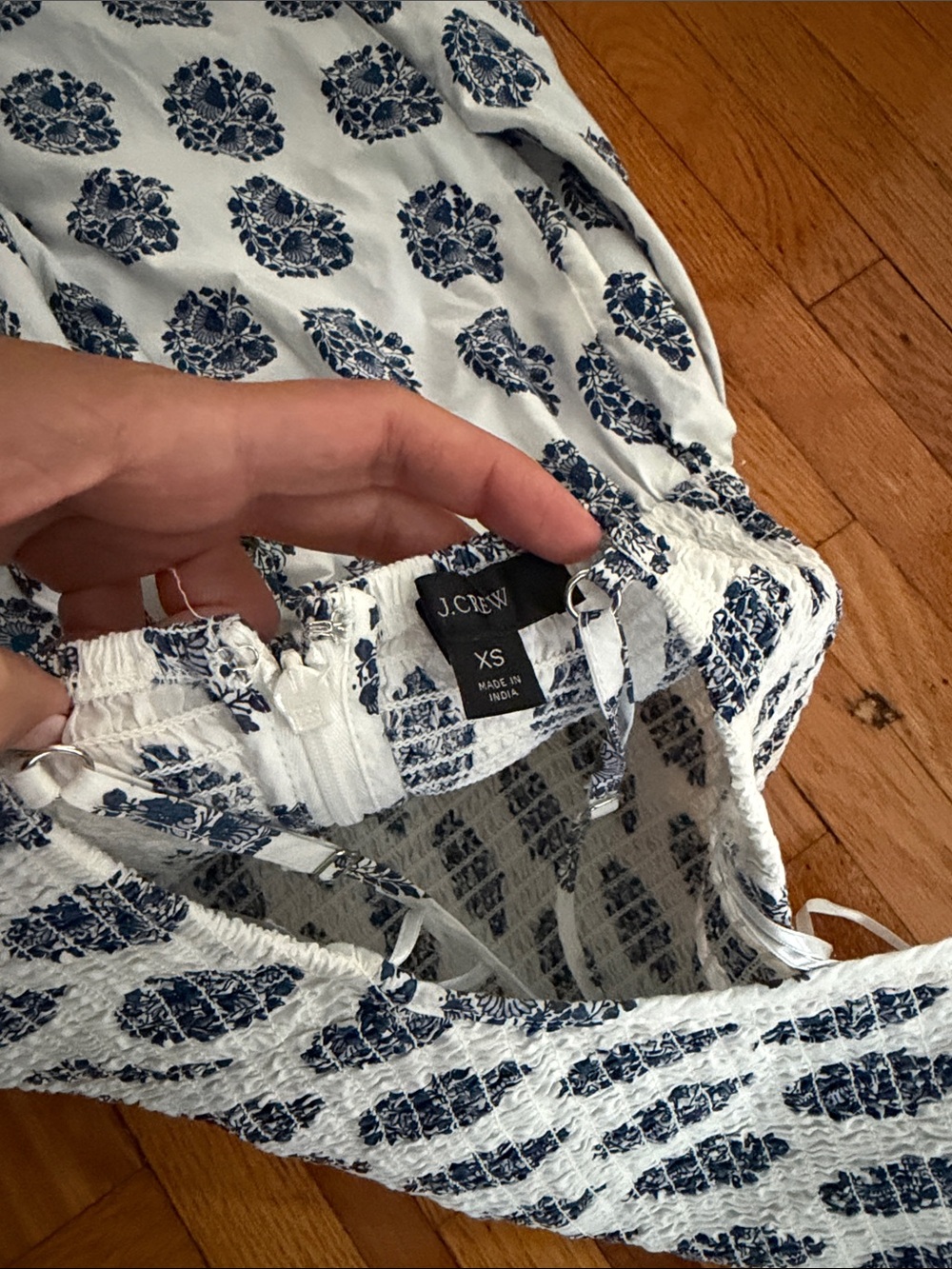 J.Crew White Maxi Dress with Navy Floral Print - Picture 4 of 5